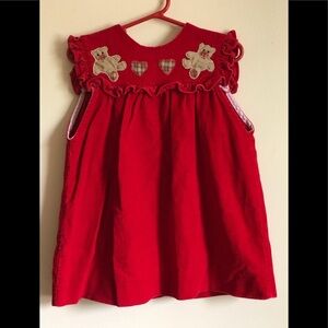 Rare Vintage 1970’s Teddy Bear Ruffle Design Sleeveless Appliqué Dress